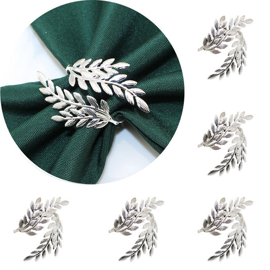 Silver Olive Branch Napkin Rings For Table Decoration