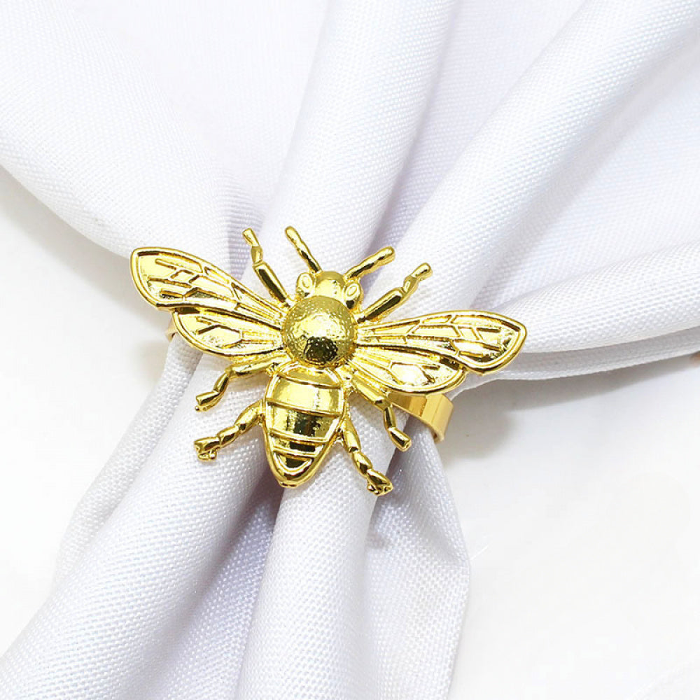 Gold Bee Napkin Rings For Table Decoration