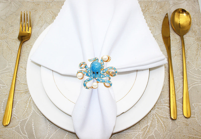 Blue Octopus Napkin Rings For Table Decoration