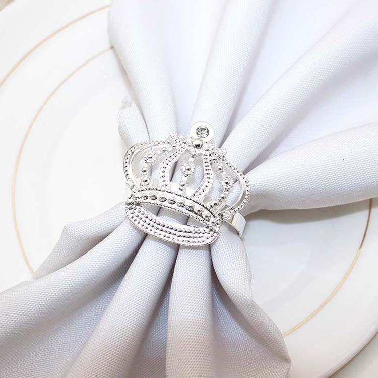 Silver Rhinestone Crown Napkin Rings For Table Decoration