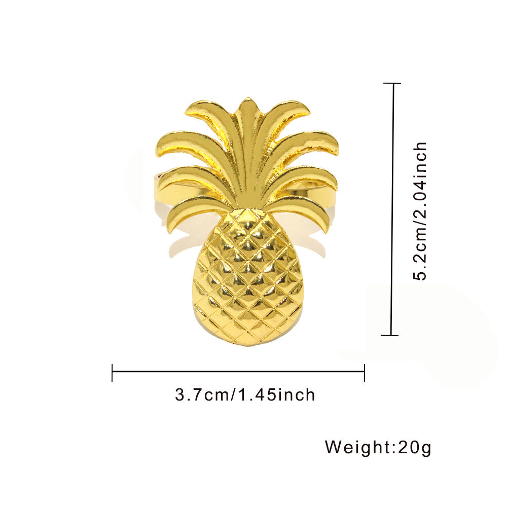 Gold Pineapple Napkin Rings For Table Decoration