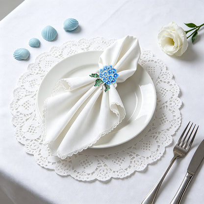Blue Hydrangea Flower Napkin Rings For Table Decoration