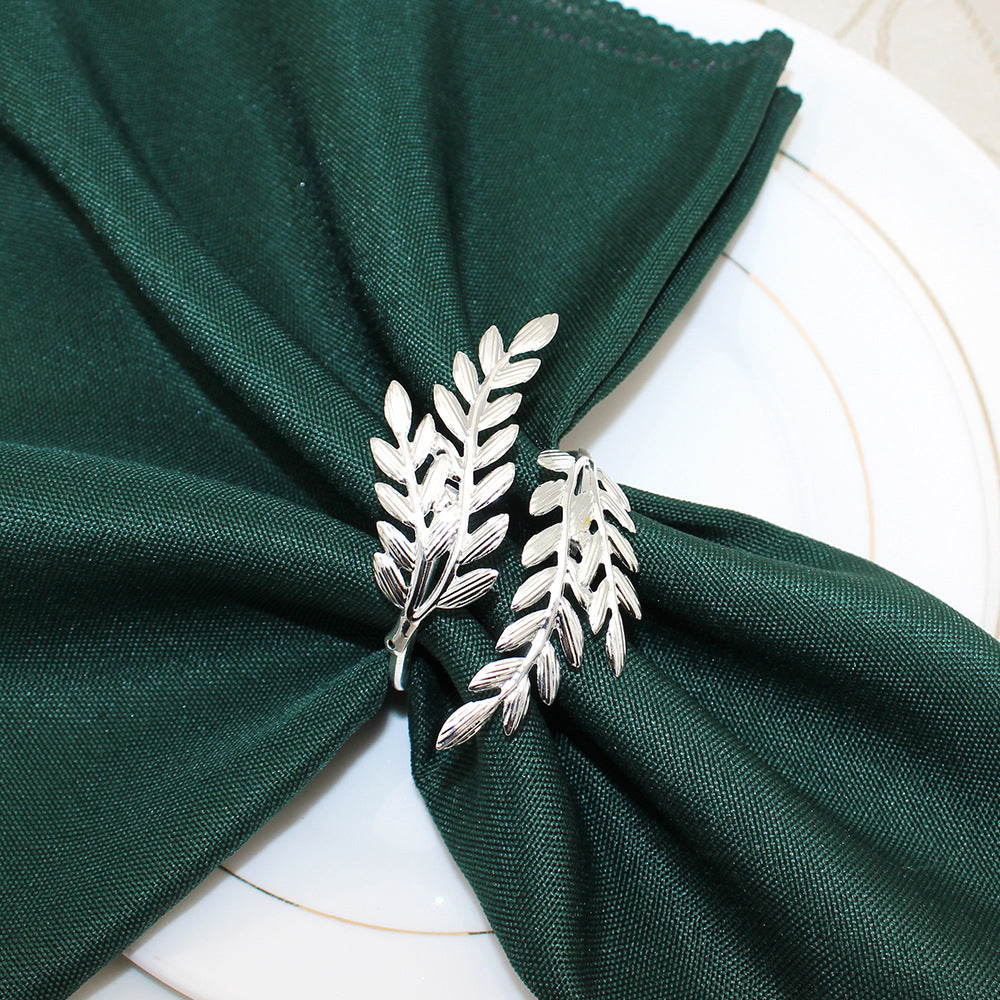 Silver Olive Branch Napkin Rings For Table Decoration
