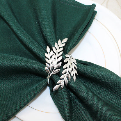 Silver Olive Branch Napkin Rings For Table Decoration