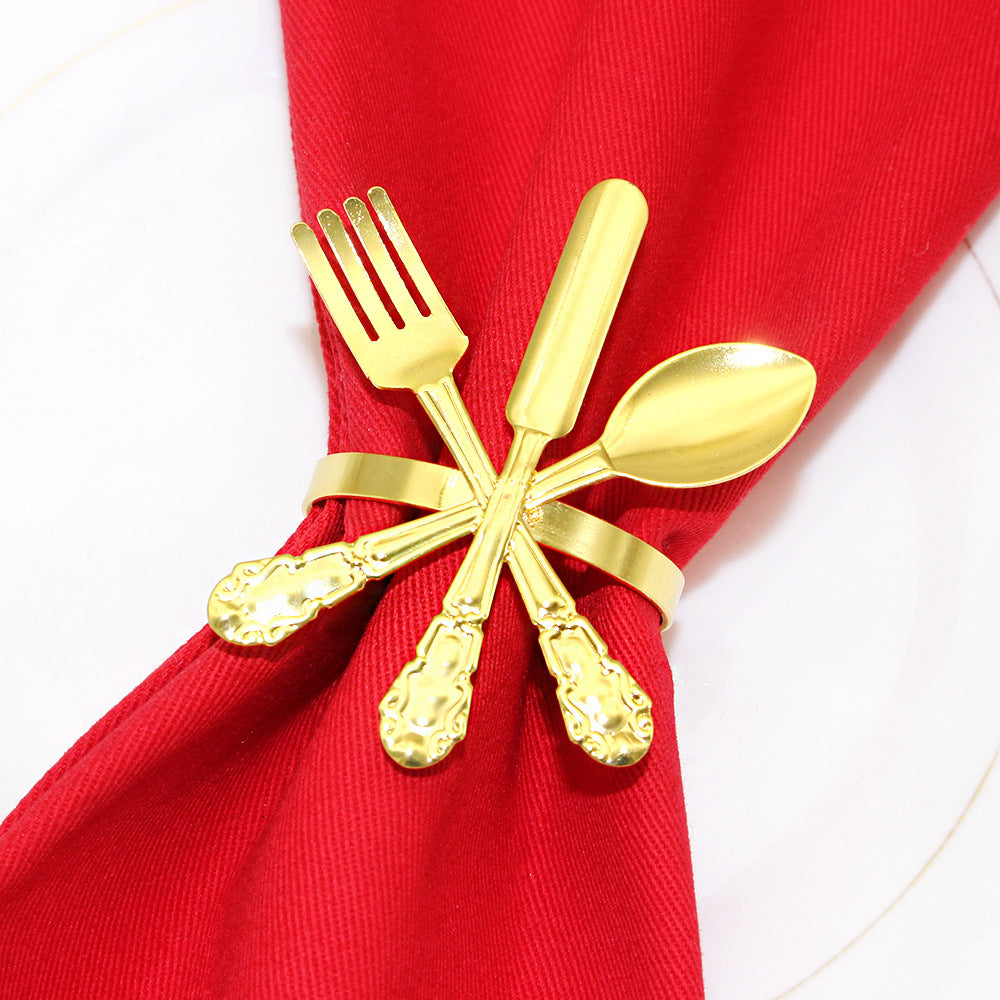 Gold Cutlery Napkin Rings For Table Decoration