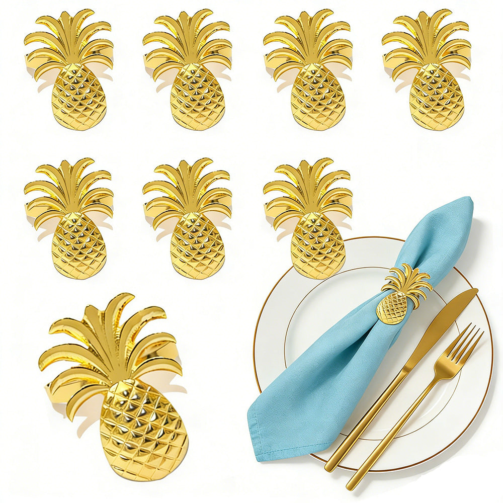 Gold Pineapple Napkin Rings For Table Decoration
