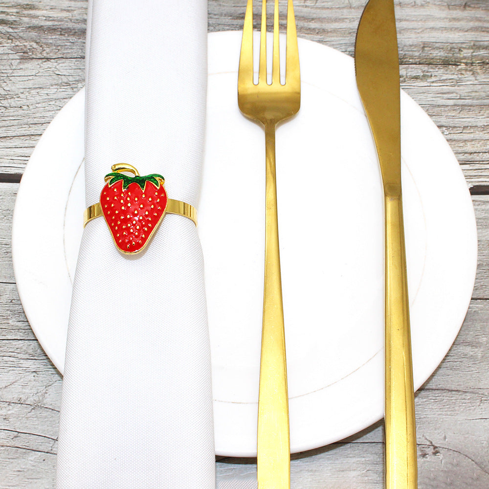 Red Strawberry Napkin Rings For Table Decoration