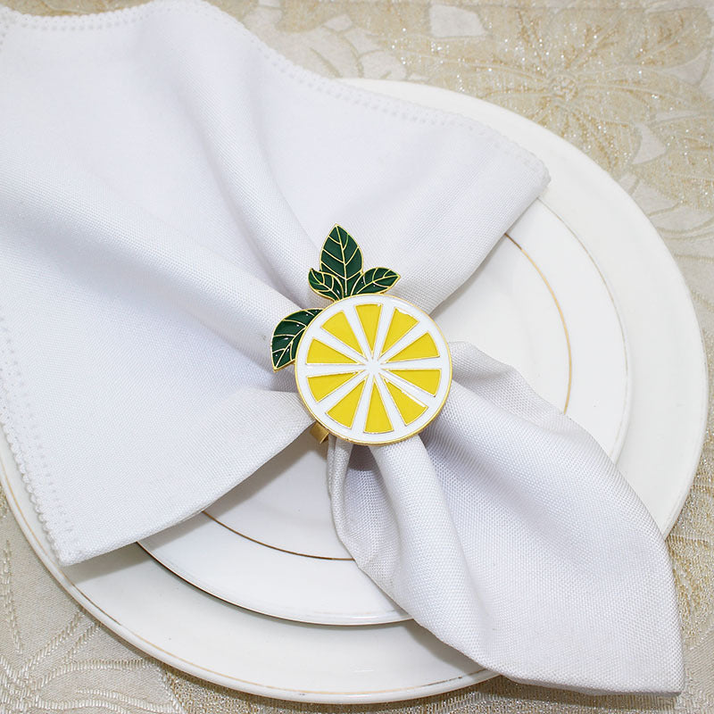 Yellow Lemon Slice Napkin Rings For Table Decoration