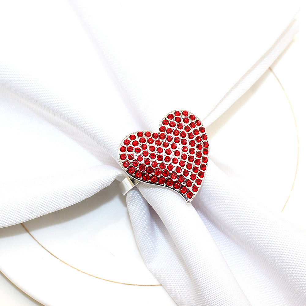 Red Rhinestone Heart Napkin Rings For Table Decorationalwtl