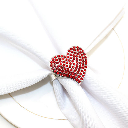 Red Rhinestone Heart Napkin Rings For Table Decorationalwtl