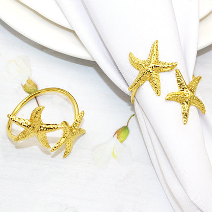 Gold Double Starfish Napkin Rings For Table Decoration