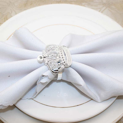 Silver Rhinestone Crown Napkin Rings For Table Decoration