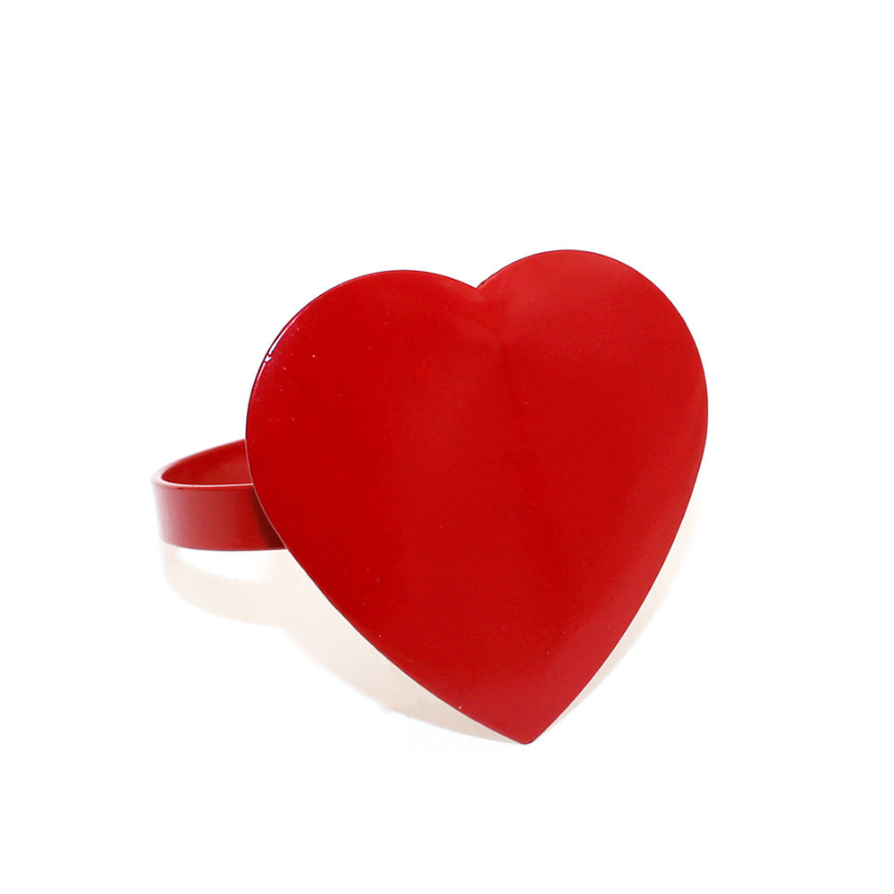 Red Heart Shaped Napkin Rings For Table Decoration