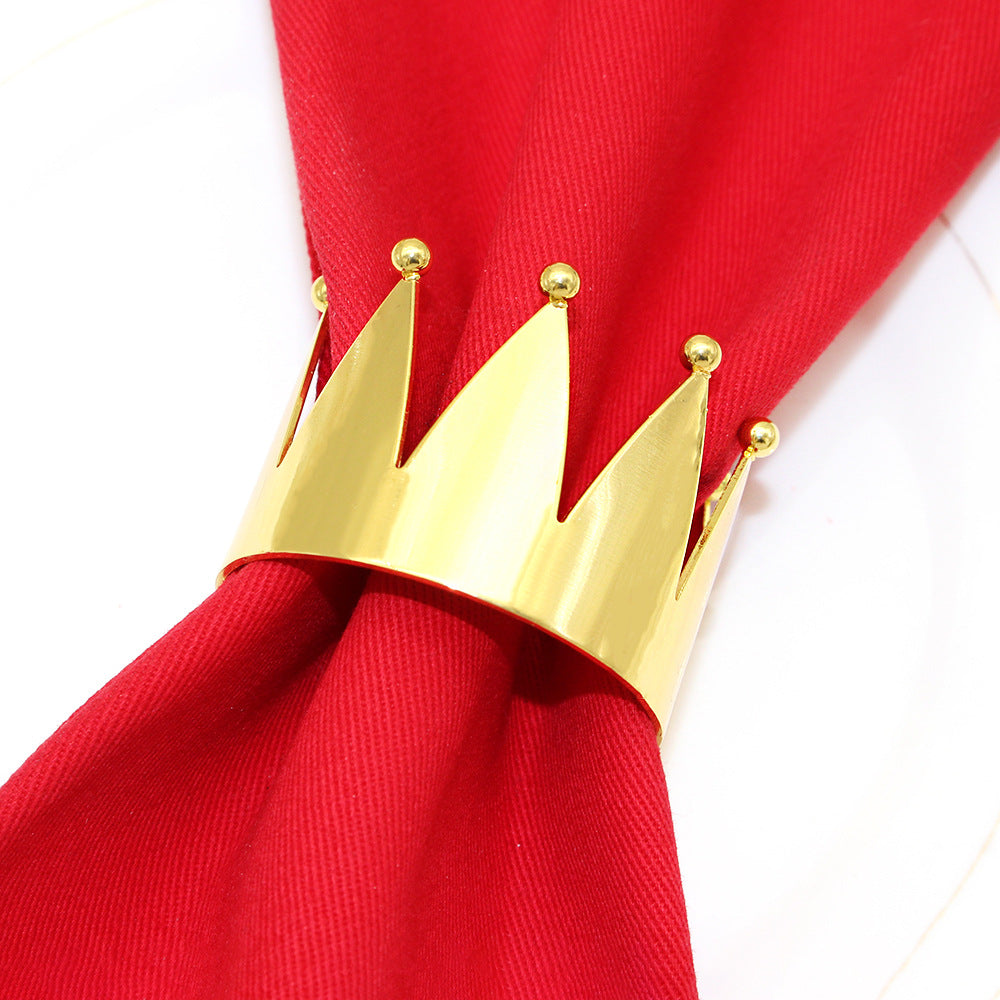 Gold Crown Napkin Rings For Table Decoration