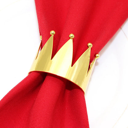 Gold Crown Napkin Rings For Table Decoration