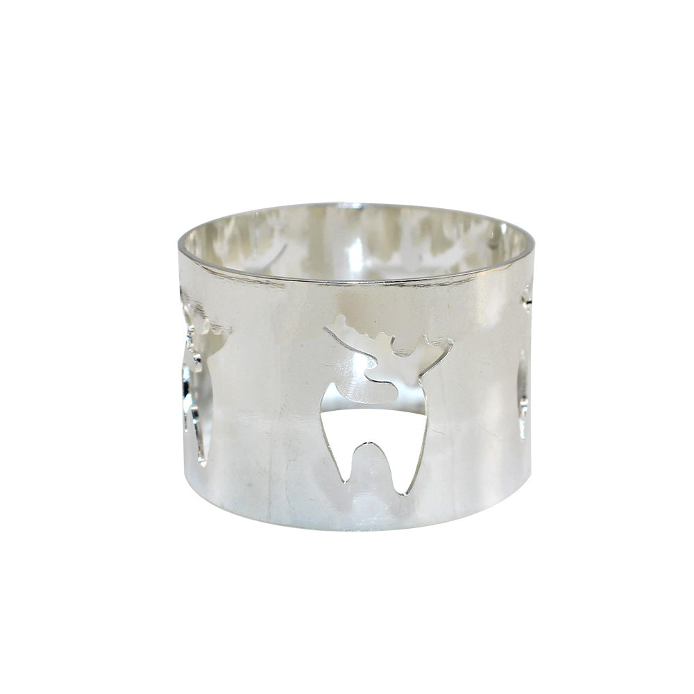 Silver Reindeer Cutout Napkin Rings For Table Decoration