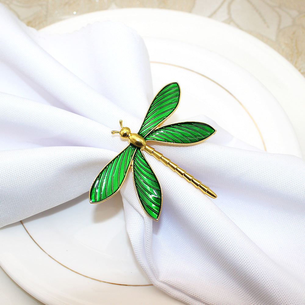 Green Dragonfly Napkin Rings For Table Decoration