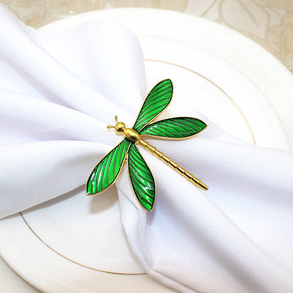 Green Dragonfly Napkin Rings For Table Decoration