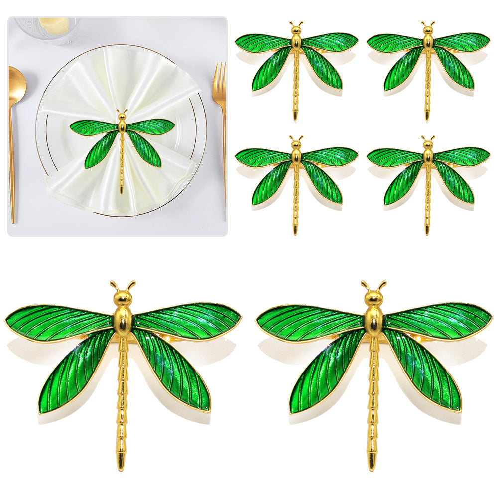 Green Dragonfly Napkin Rings For Table Decoration