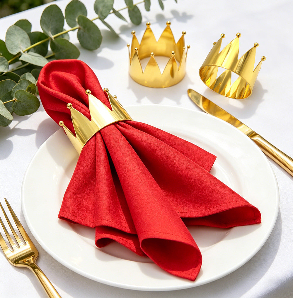 Gold Crown Napkin Rings For Table Decoration