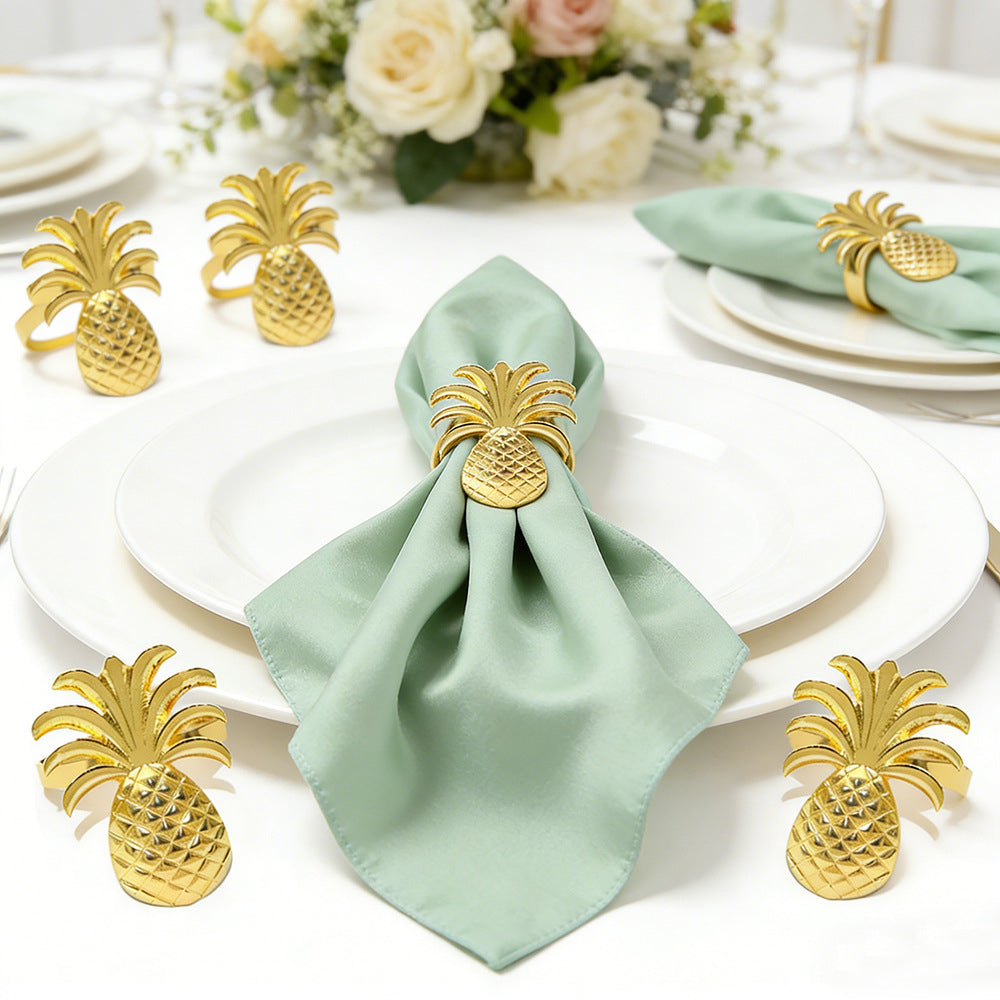 Gold Pineapple Napkin Rings For Table Decoration