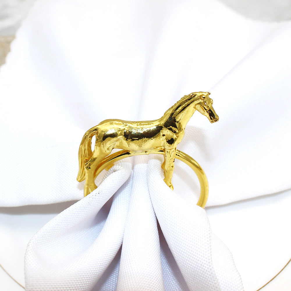Gold Horse Napkin Rings For Table Decoration