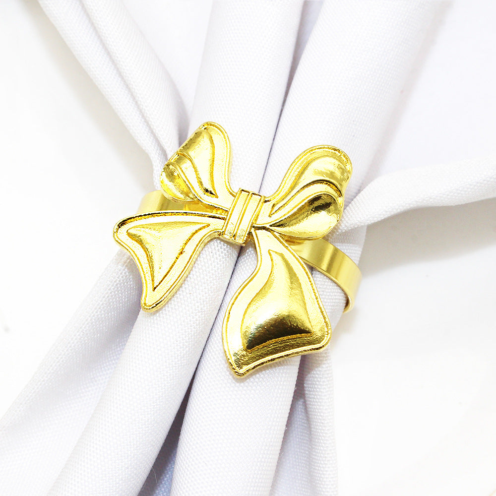 Gold Bow Napkin Rings For Table Decoration
