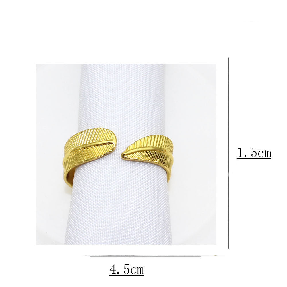 Gold Leaf Napkin Rings For Table Decoration