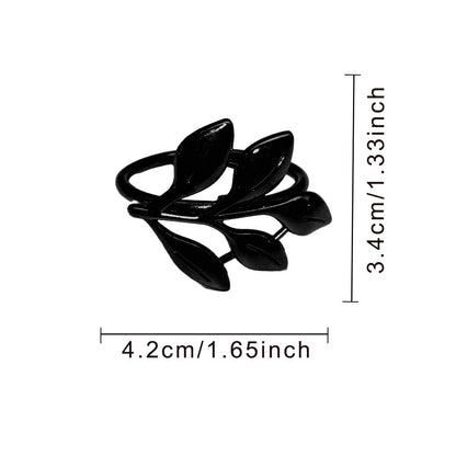 Black Leaf Napkin Rings For Table Decoration