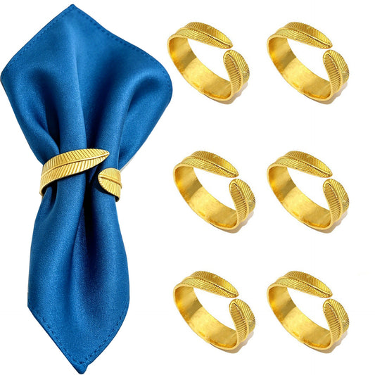 Gold Leaf Napkin Rings For Table Decoration