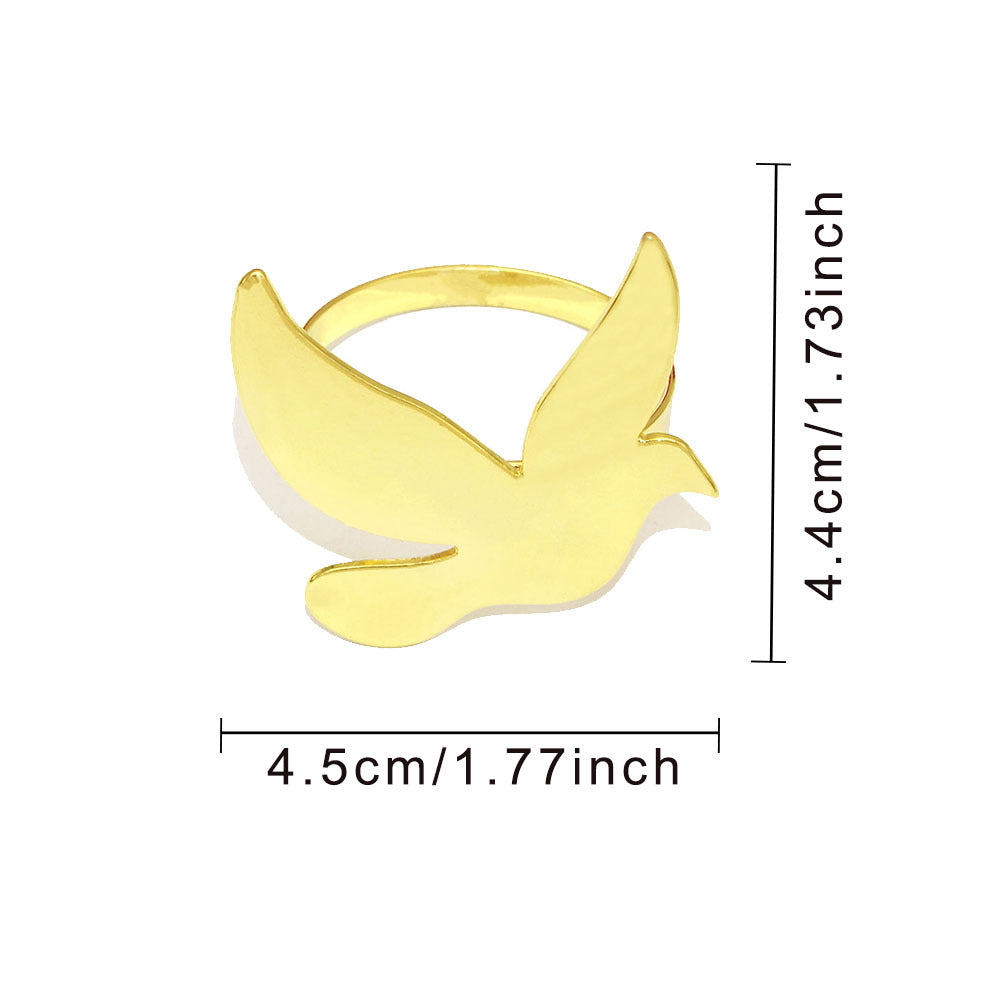 Gold Flying Dove Napkin Rings For Table Decoration