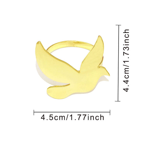 Gold Flying Dove Napkin Rings For Table Decoration