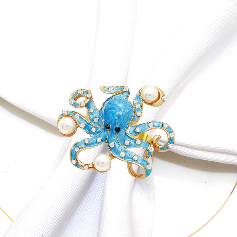 Blue Octopus Napkin Rings For Table Decoration