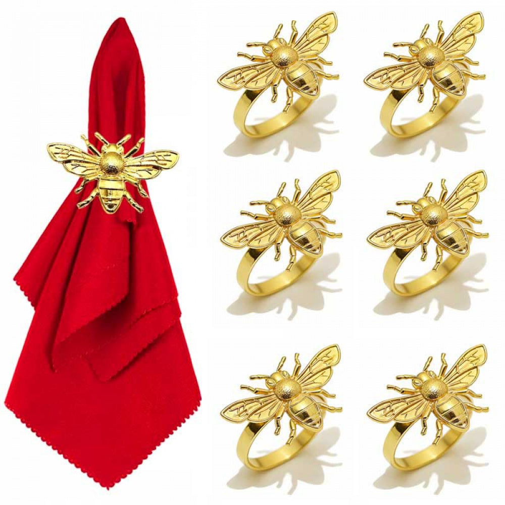 Gold Bee Napkin Rings For Table Decoration