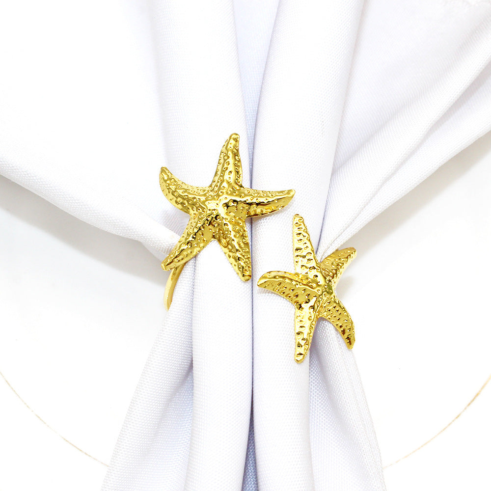 Gold Double Starfish Napkin Rings For Table Decoration