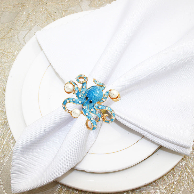 Blue Octopus Napkin Rings For Table Decoration