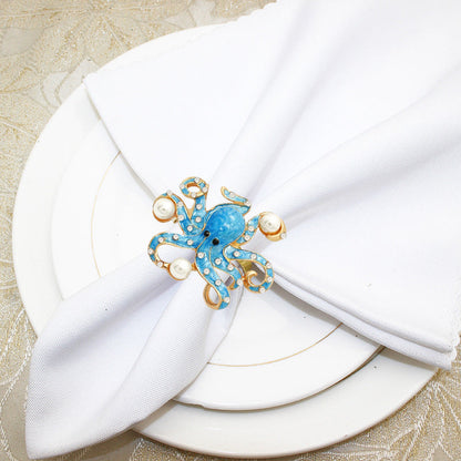 Blue Octopus Napkin Rings For Table Decoration