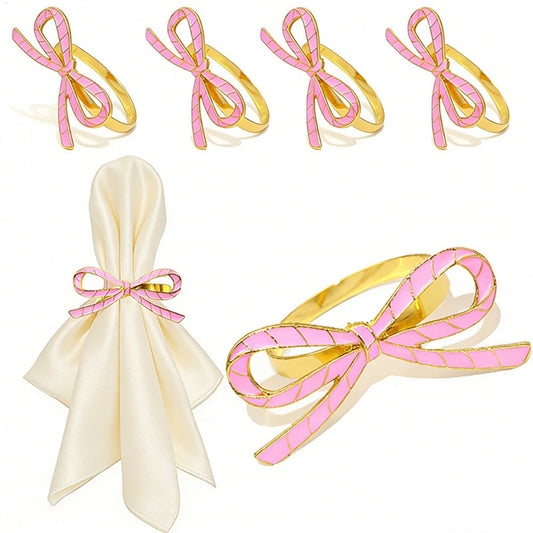 Pink Bow Ribbon Napkin Rings For Table Decoration