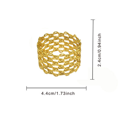 Gold Metal Woven Mesh Napkin Rings For Table Decoration