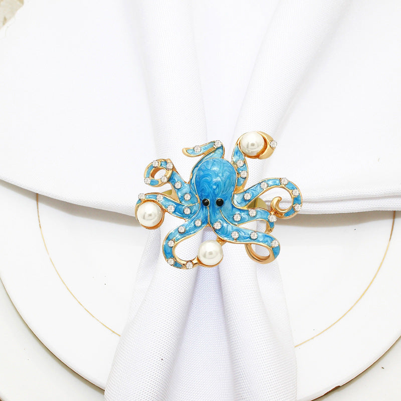 Blue Octopus Napkin Rings For Table Decoration