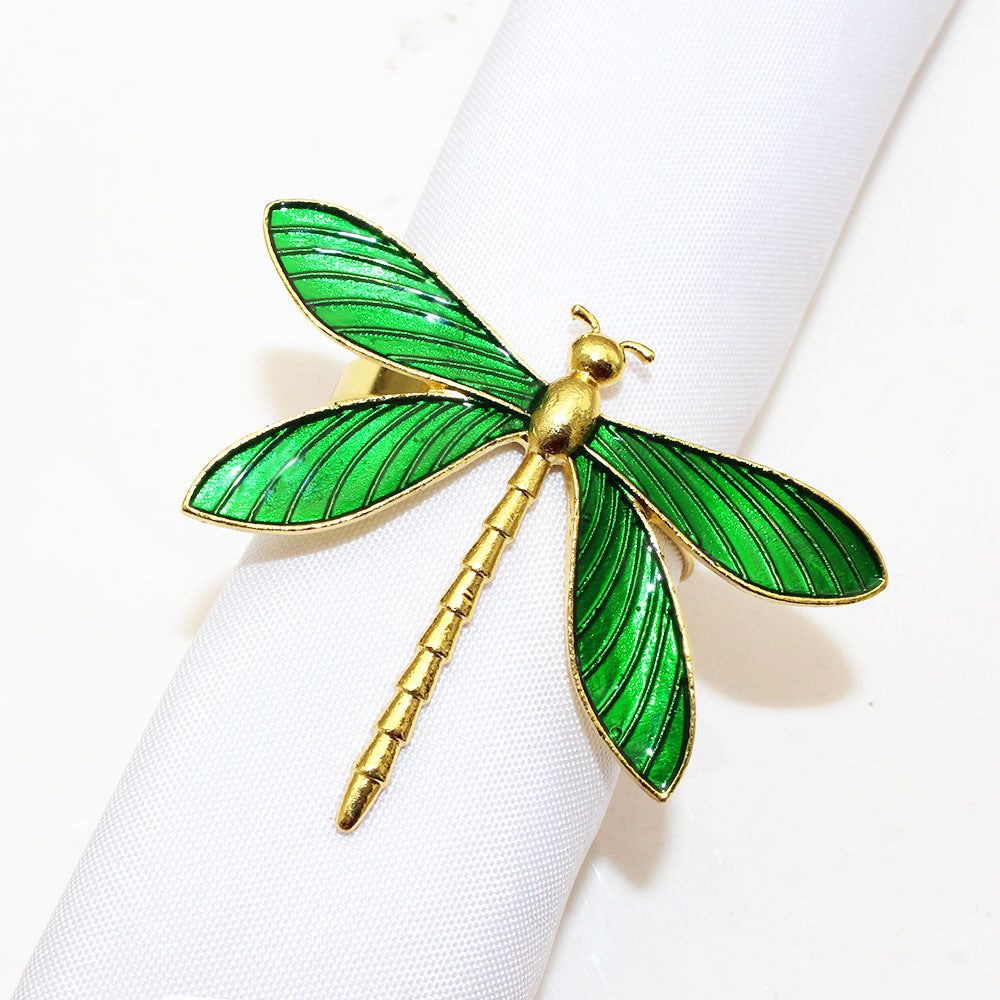 Green Dragonfly Napkin Rings For Table Decoration