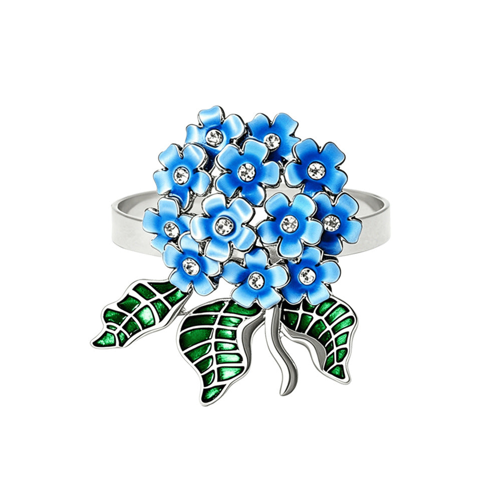 Blue Hydrangea Flower Napkin Rings For Table Decoration