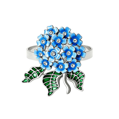 Blue Hydrangea Flower Napkin Rings For Table Decoration
