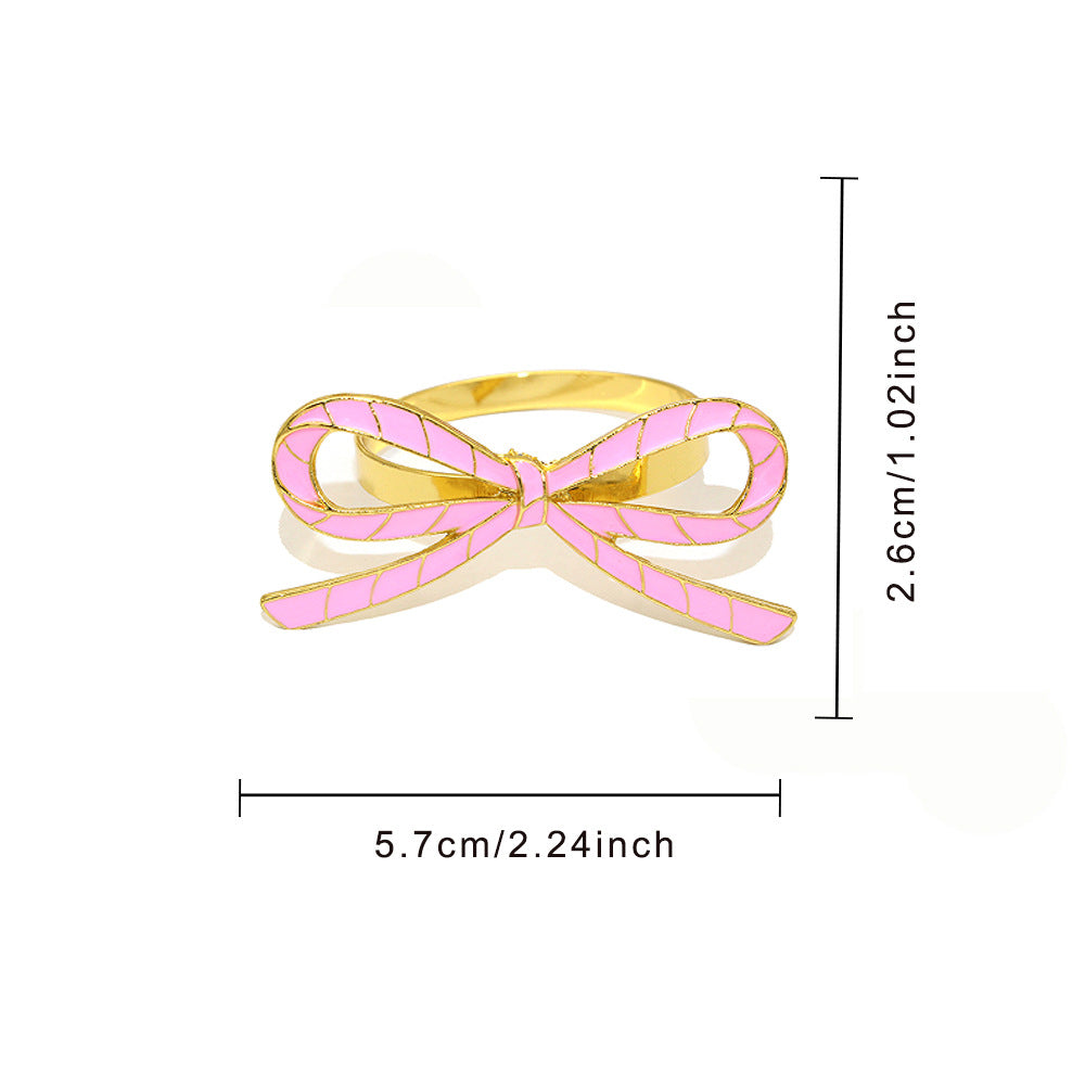 Pink Bow Ribbon Napkin Rings For Table Decoration