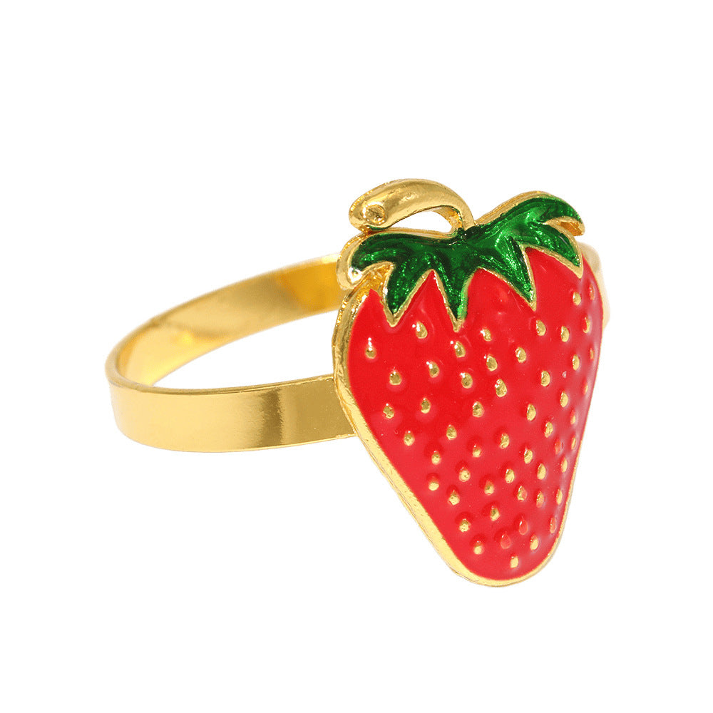 Red Strawberry Napkin Rings For Table Decoration