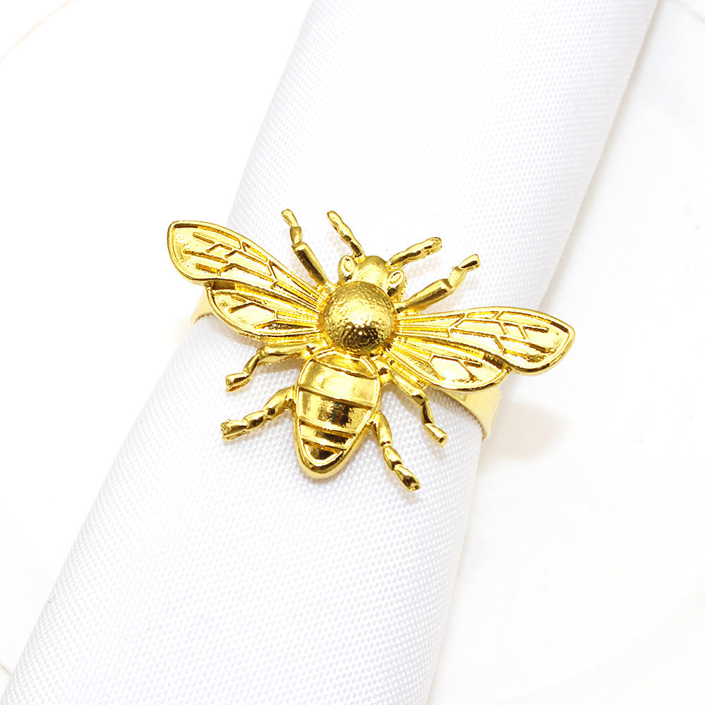 Gold Bee Napkin Rings For Table Decoration