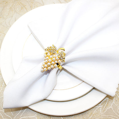 Gold Pearl Grape Cluster Napkin Rings For Table Decoration