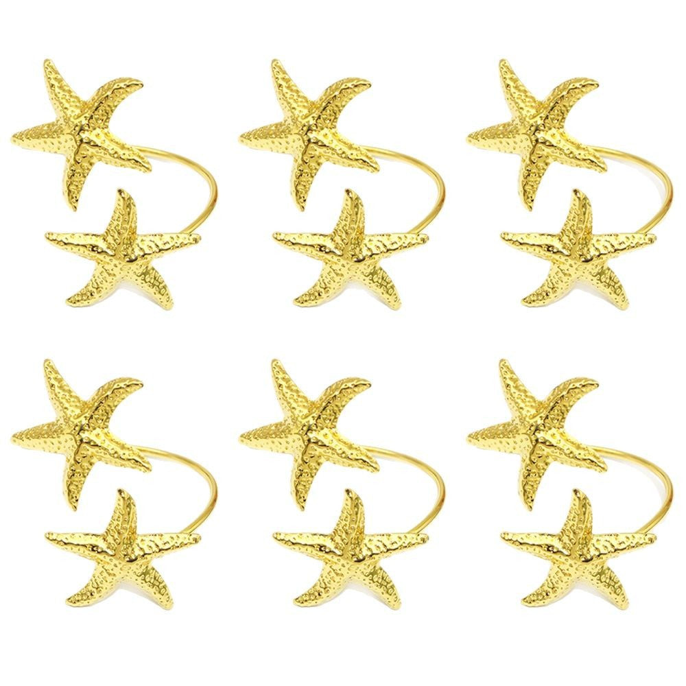 Gold Double Starfish Napkin Rings For Table Decoration