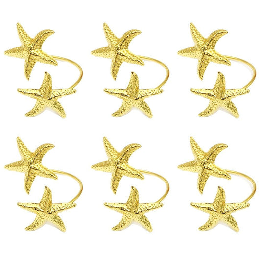 Gold Double Starfish Napkin Rings For Table Decoration