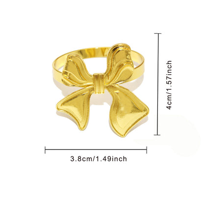 Gold Bow Napkin Rings For Table Decoration